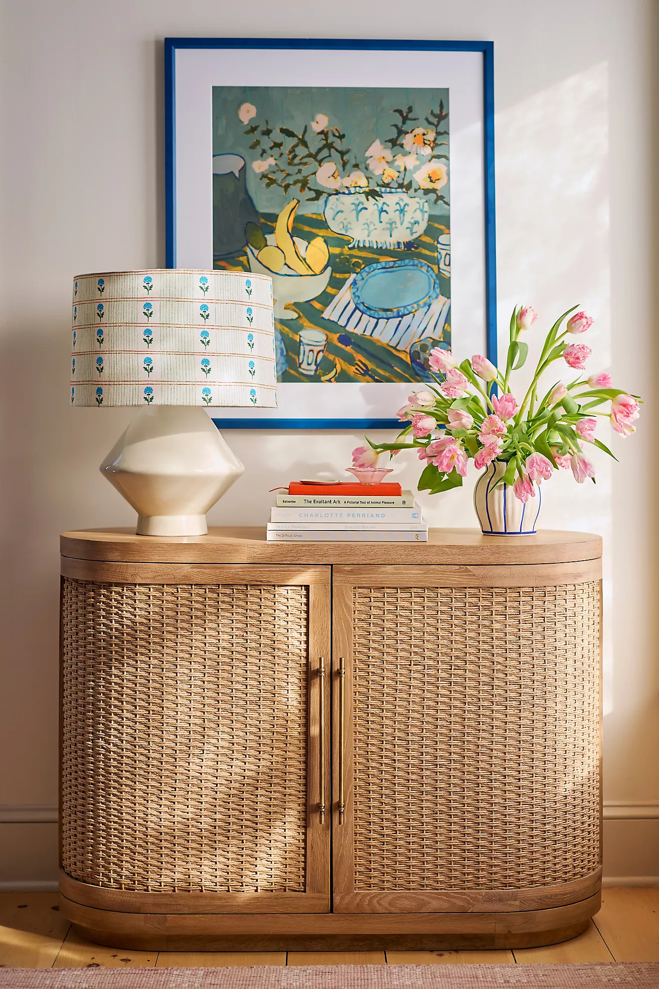 Sienna Oak Wood Woven Entryway Cabinet | Anthropologie (US)
