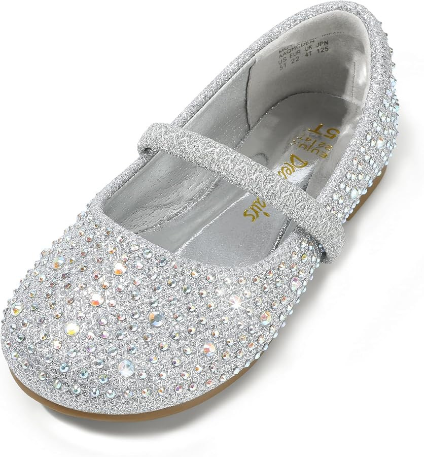 DREAM PAIRS Girls Mary Jane Rhinestone Dress Shoes Slip On Ballet Toddler Flats for Party, Weddin... | Amazon (US)