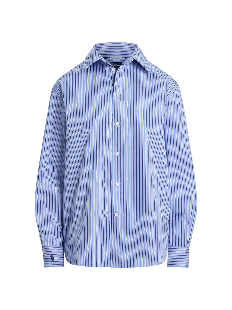 Oversized Striped Cotton Button-Front Shirt | Saks Fifth Avenue