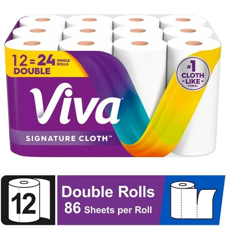 Viva Signature Cloth Paper Towels, 12 Double Rolls, 86 Sheets per Roll | Walmart (US)
