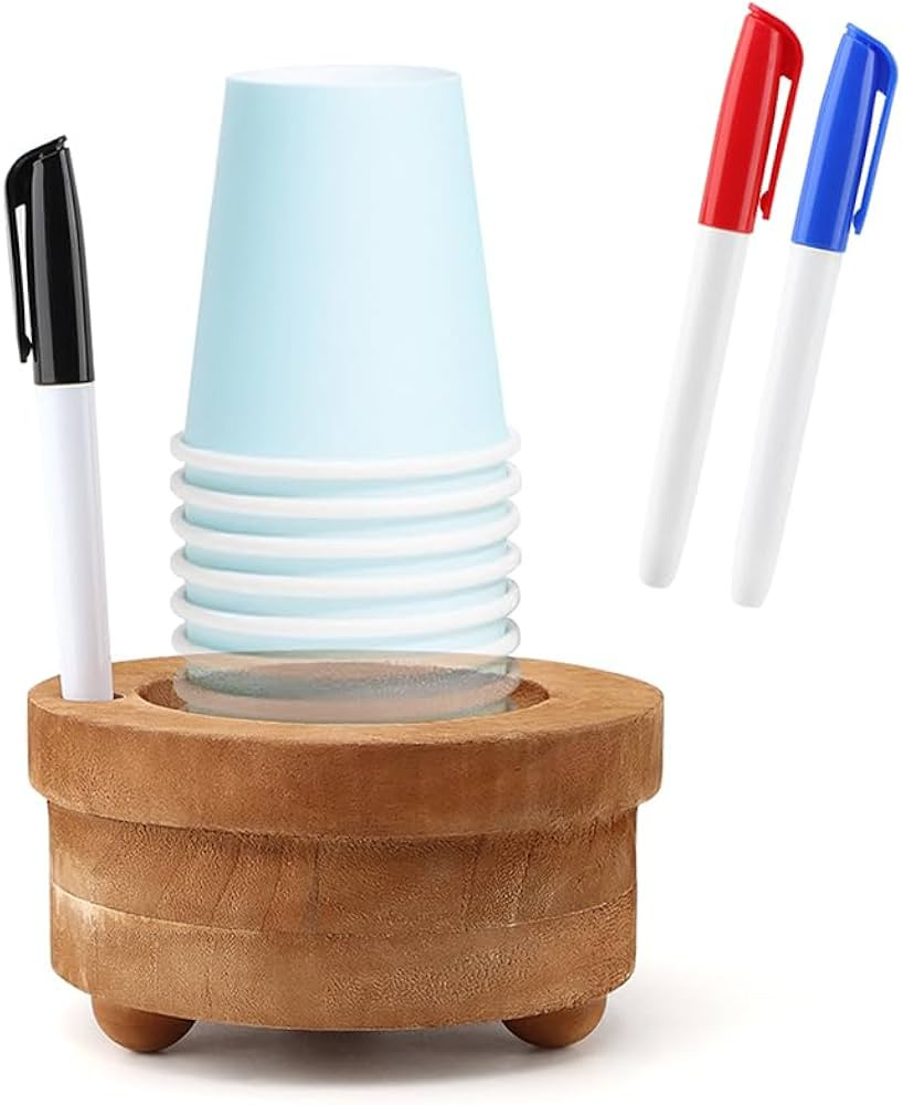 Acacia Wood Solo Cup Holder, Mark Your Cup and Drink Up, Single Disposable Cups Holder with Marke... | Amazon (US)