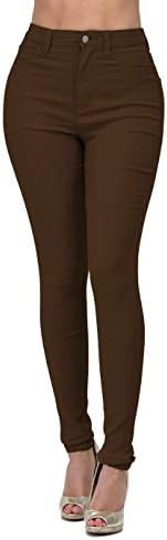 High Waisted-Rise Colored Stretch Skinny Destroyed Ripped Distressed Jeans for Women Olive Mustar... | Amazon (US)