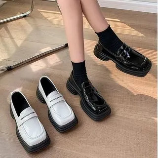 Square-Toe Platform Penny Loafers | YesStyle Global