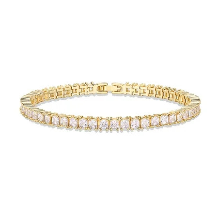 PAVOI 14K Gold Plated Cubic Zirconia Classic Tennis Bracelet | Yellow Gold Bracelets for Women | 3mm CZ 7.5 Inches C29 | Walmart (US)