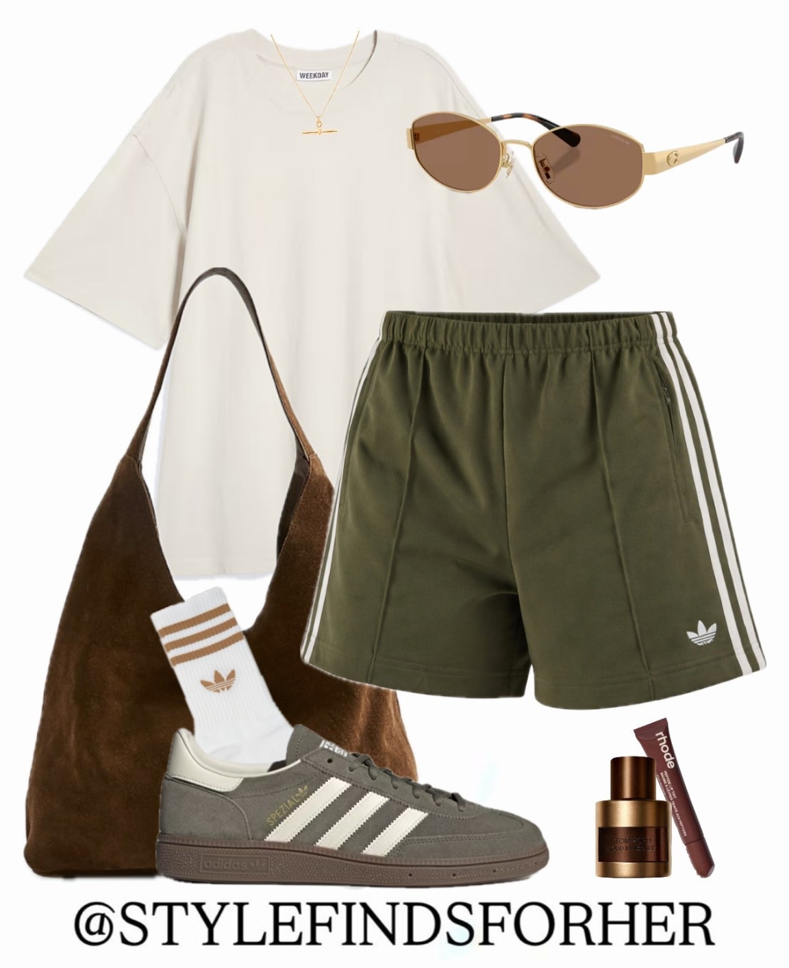 Khaki green adidas firebird shorts, brand new and won’t be around for long. Styled with olive Adidas Spezials, brown suede relaxed handbag and a loose casual tshirt. Comfortable summer wardrobe 👌🏼 

#LTKfitness #LTKsummer #LTKshoes