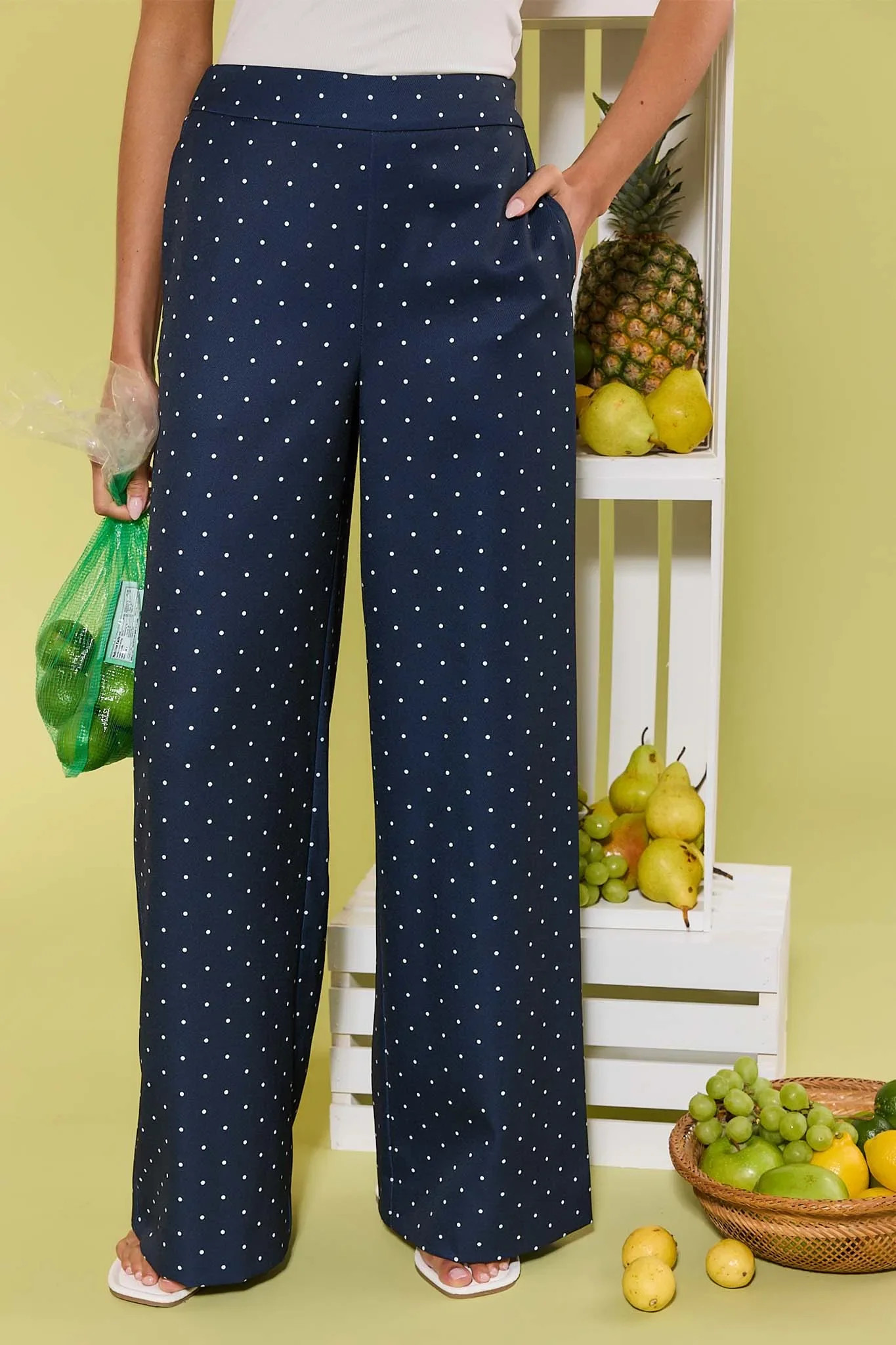 Lily Navy Polka Dot Pants | Avara