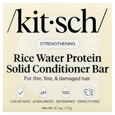 Kitsch, Rice Water Protein Solid Conditioner Bar, Strengthening, For Thin, Fine, & Damaged Hair, White Tea & Mandarin, 2.7 oz (77 g) | iHerb