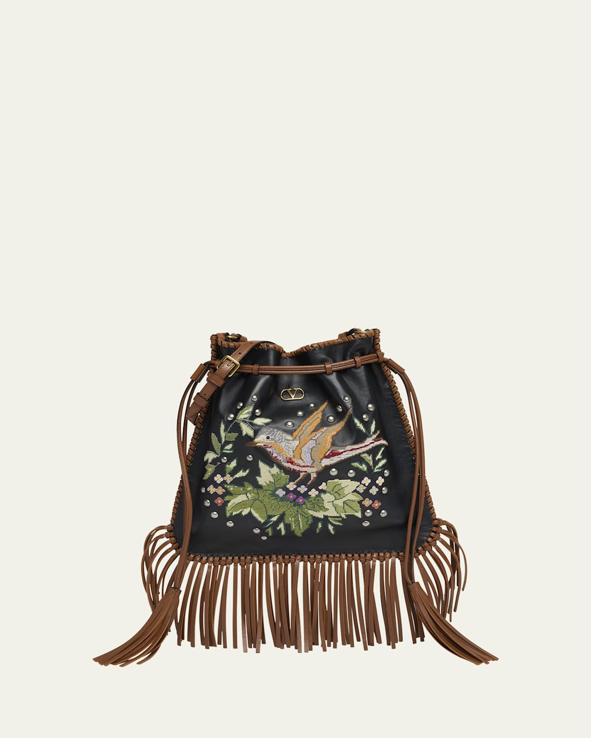 Nellcote Alice Large Fringe Studded Leather Bucket Bag | Bergdorf Goodman