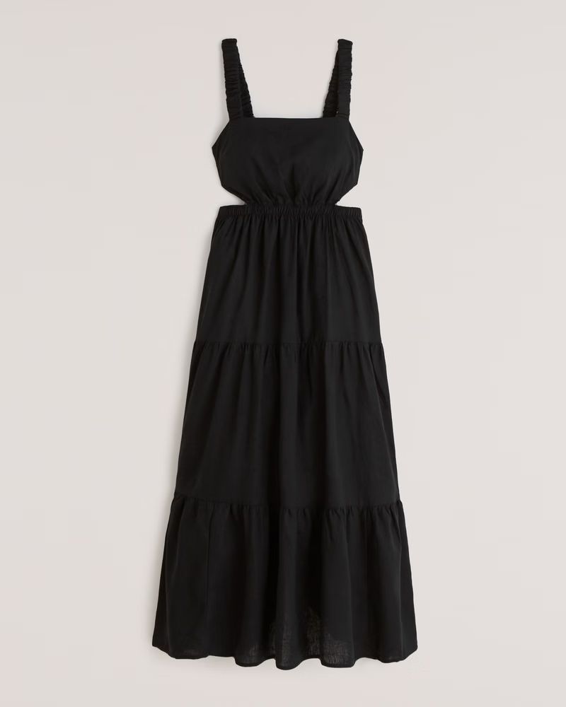 Linen-Blend Cutout Maxi Dress | Abercrombie & Fitch (US)