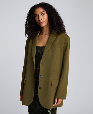 Women’s Luxe Stretch Twill Three-Button Boyfriend Blazer | Macy's