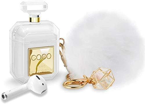 AirPods Case Cute with Keychain & Fur Ball Perfume Design Silicone Soft Shockproof AirPods 2 Case... | Amazon (US)