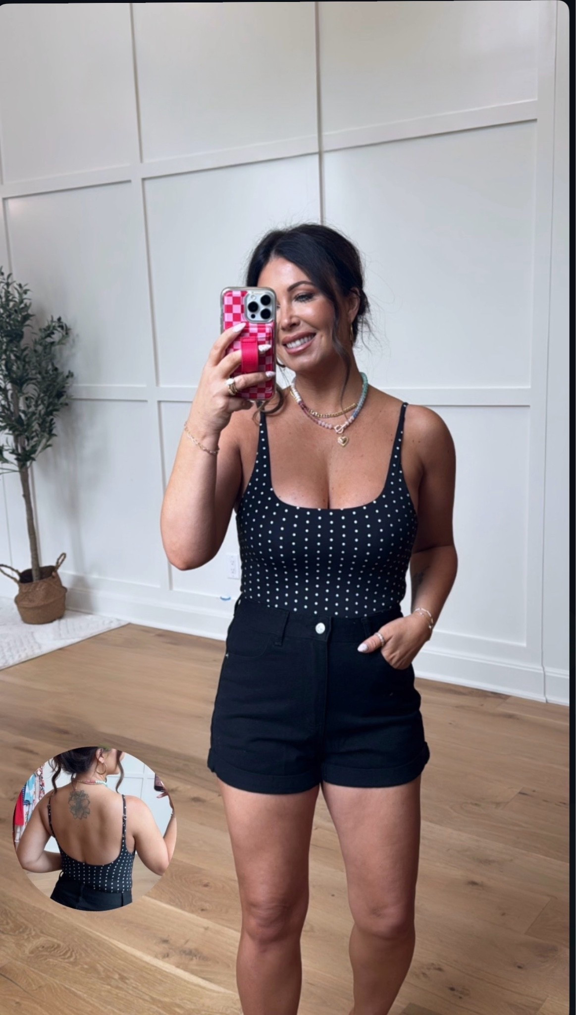 The polka dot bodysuit is SO flattering (and the back is too good 👏) paired with these high-waisted black shorts for an easy look that feels cute without trying too hard. Perfect for date night, girls night, concerts, or just when you wanna feel a little extra confident ✨

#AmazonFashion #LTKStyle #SummerOutfit #DateNightOutfit #PolkaDotStyle #AmazonFinds #BlackShorts #SummerFashion

#LTKdayinmylife #LTKootd #LTKmomlife
