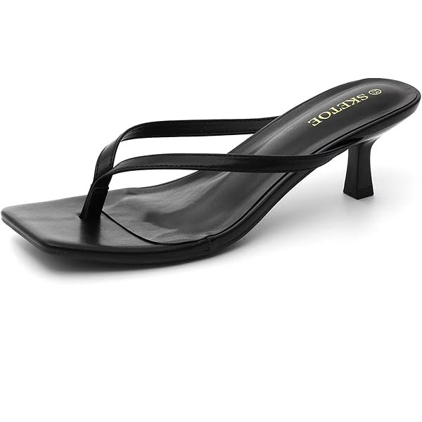 LULLASONG Women's Kitten Heels Sandals Square Open Toe Flip Flop Heels 1.8-2 Inch Heeled Sandals ... | Amazon (US)
