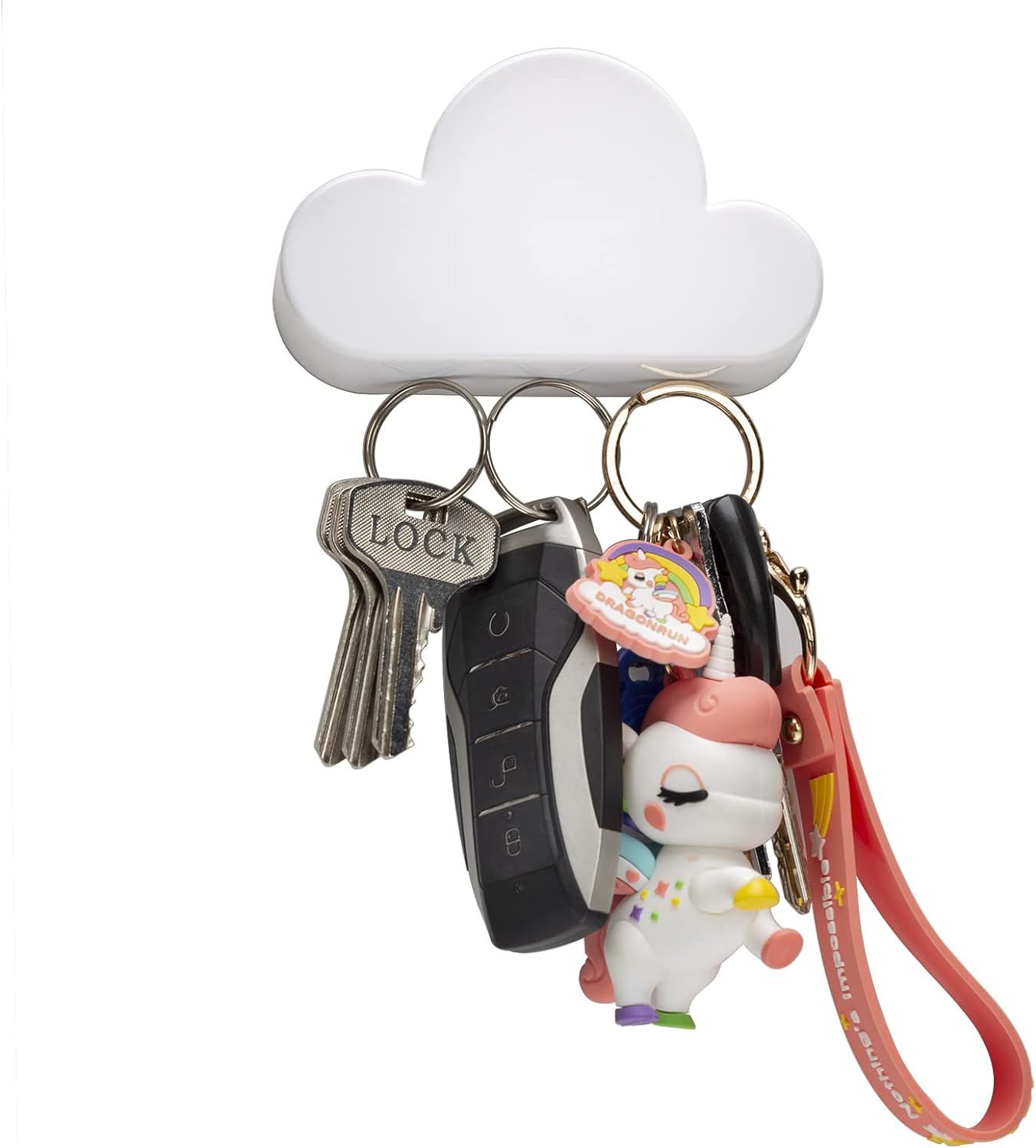 TWONE White Cloud Magnetic Key Holder for Wall - Novelty Adhesive Cute Key Hanger Organizer, Easy... | Amazon (US)