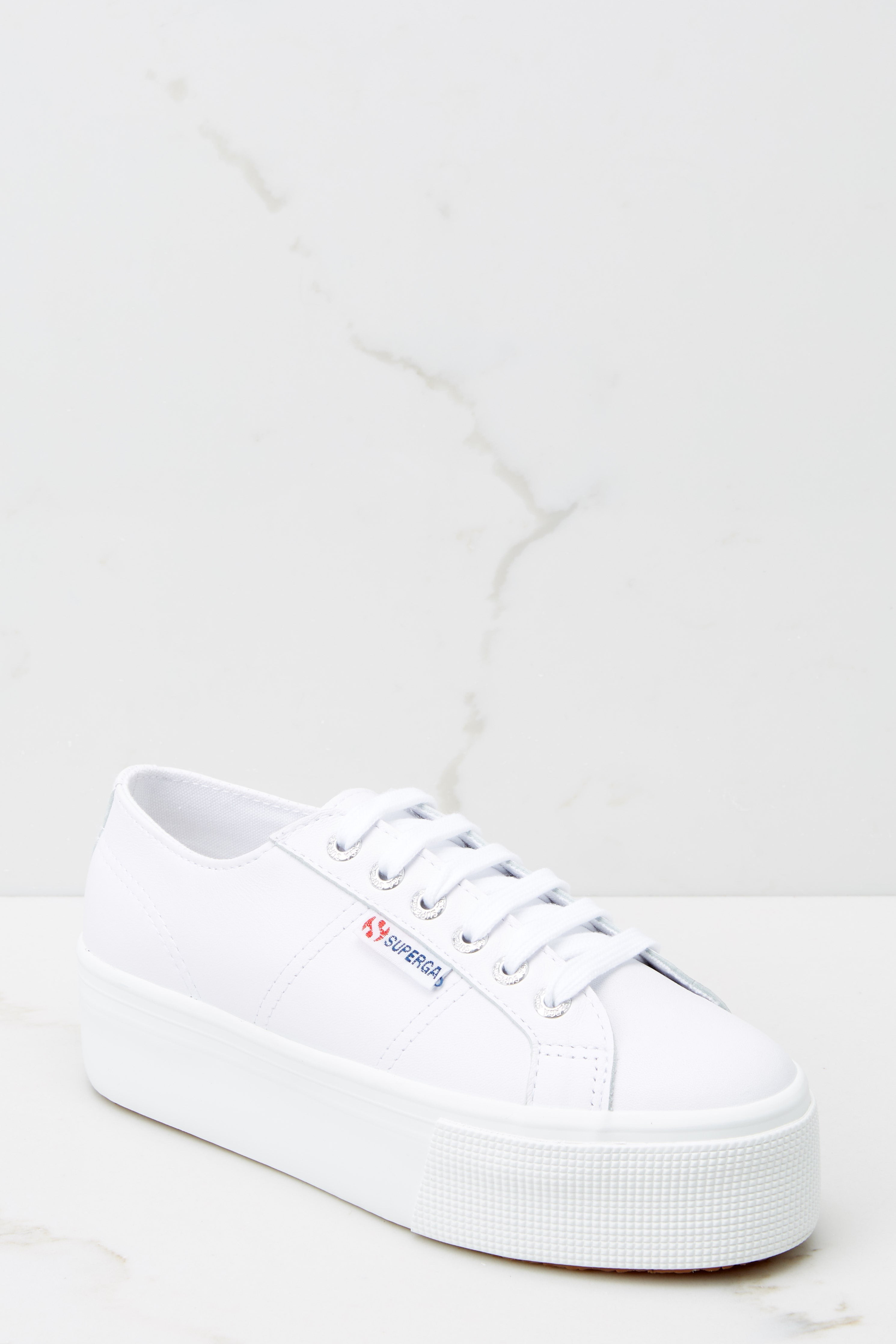 2790 Nappa White Leather Platform Sneakers | Red Dress 