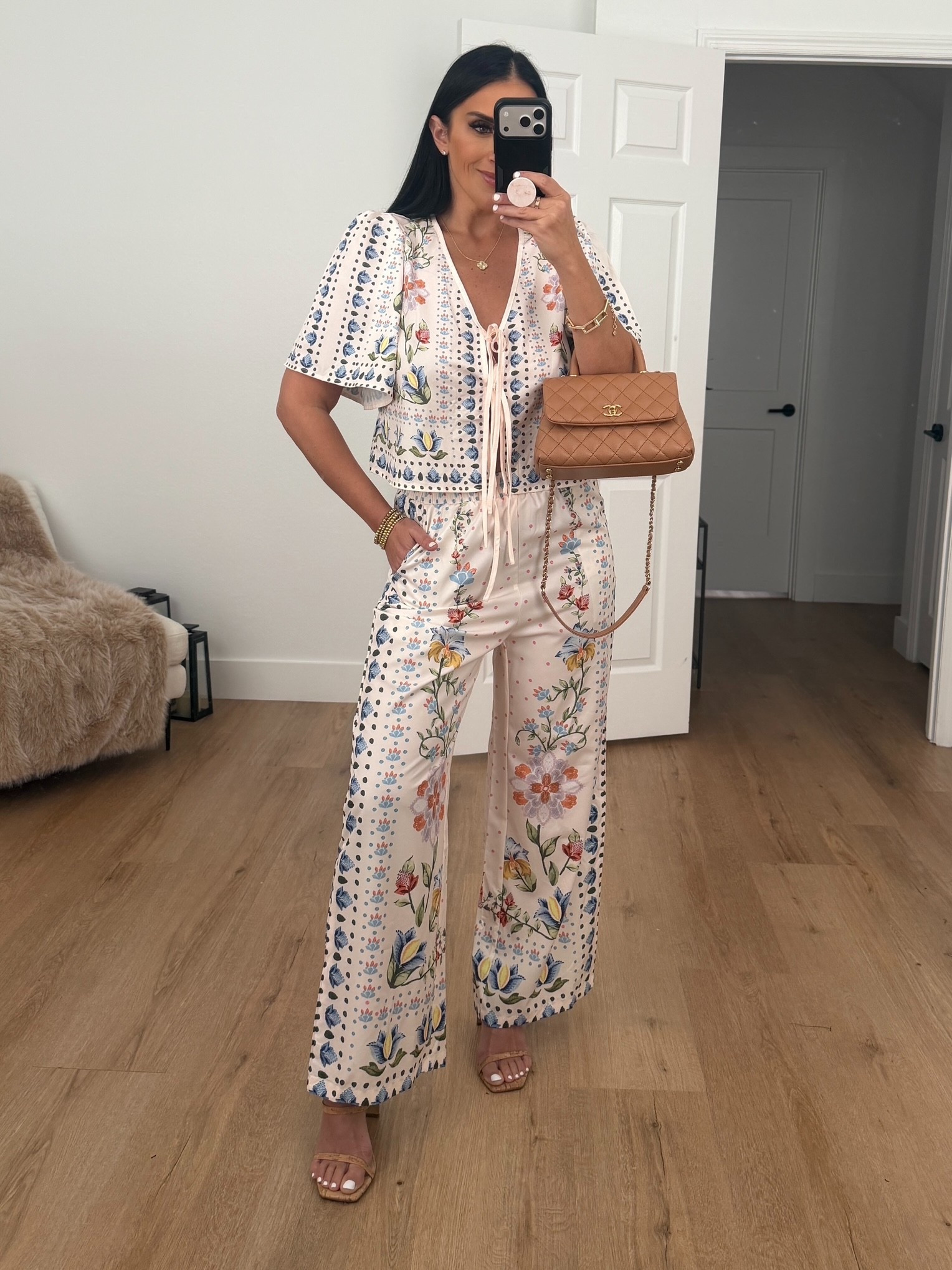 Farm Rio inspired Women's Boho 2 Piece wearing size medium.