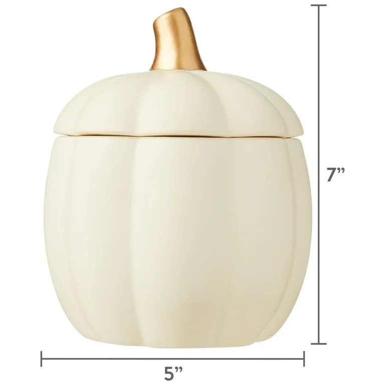 Harvest Cream Ceramic Pumpkin Jar, 7", by Way To Celebrate - Walmart.com | Walmart (US)