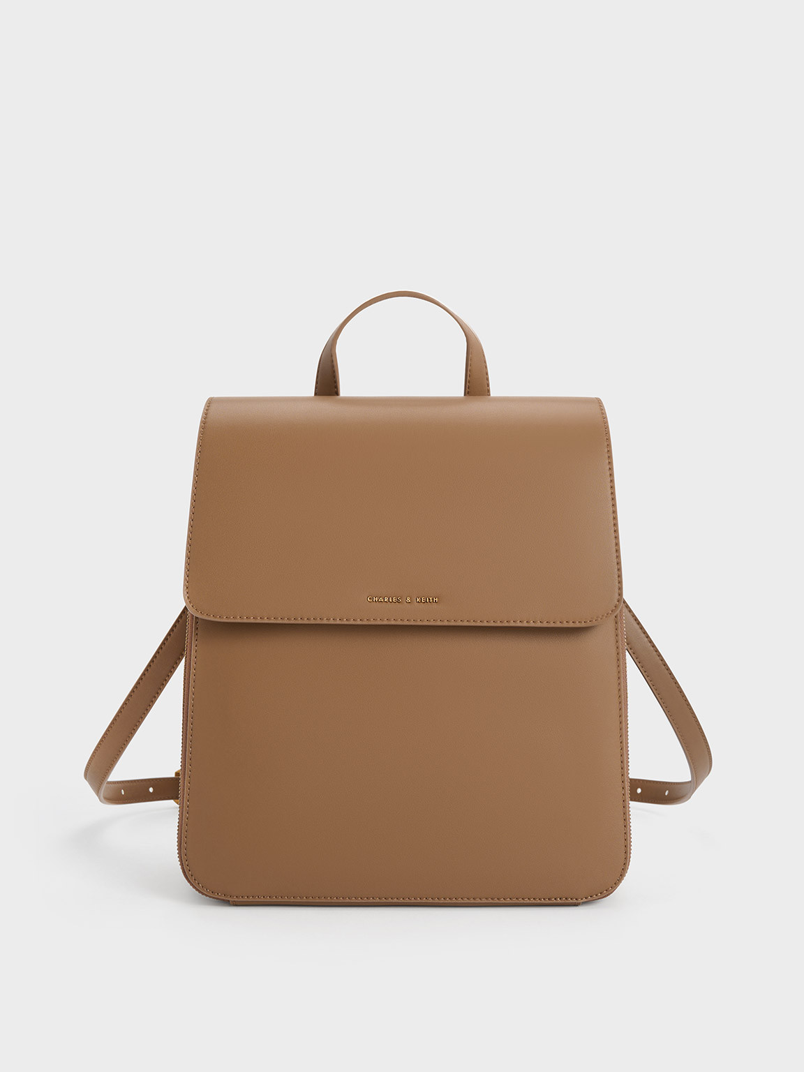 Front Flap Structured Backpack
 - Brown | Charles & Keith UK