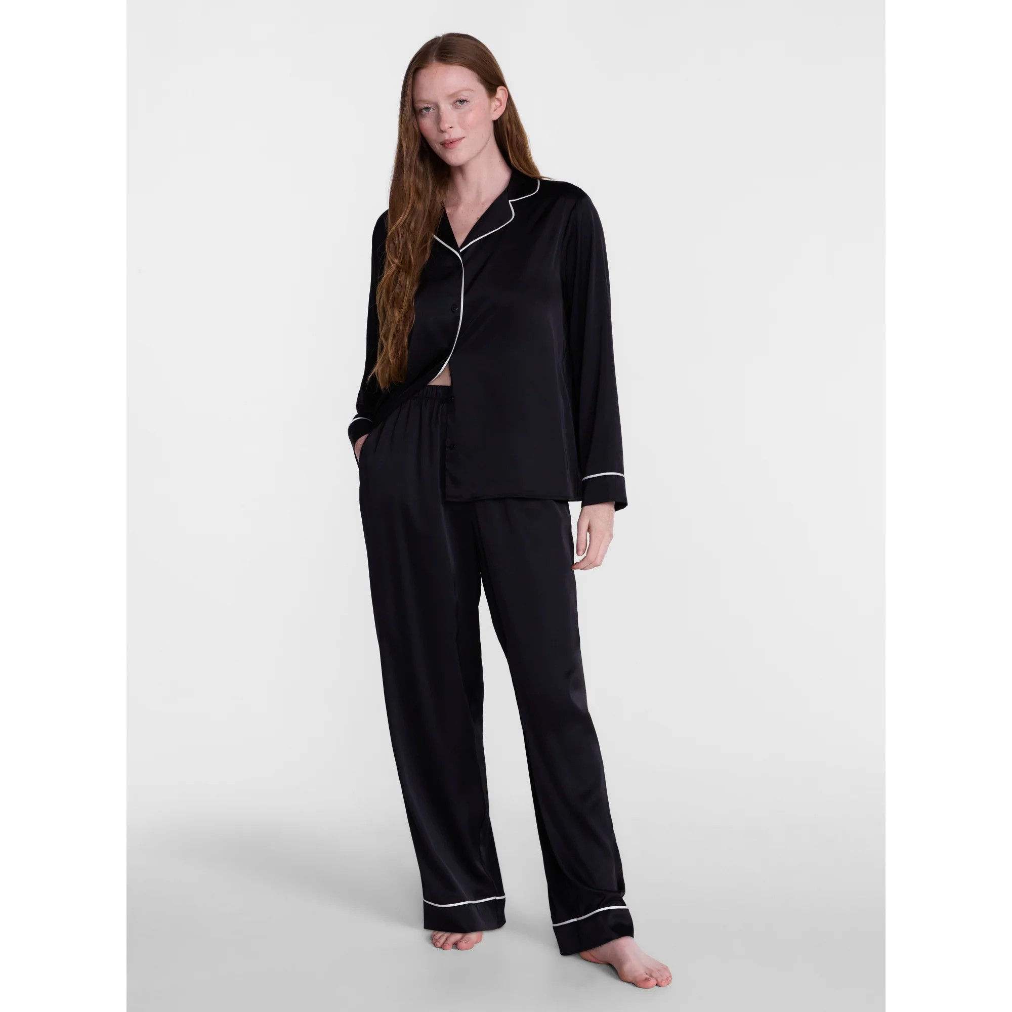 Joyspun Women’s Stretch Satin Sleep Top and Pants  2-Piece Set  Sizes XS to 3X | Walmart (US)