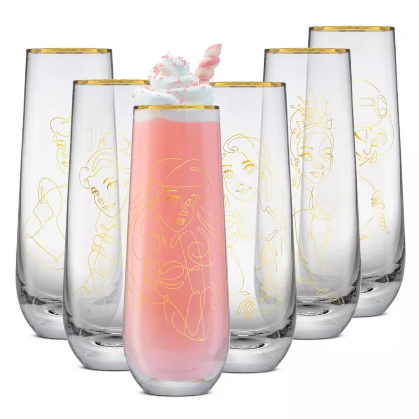 Disney Princess Sketch Stemless Flutes (Set of 6) | Belk