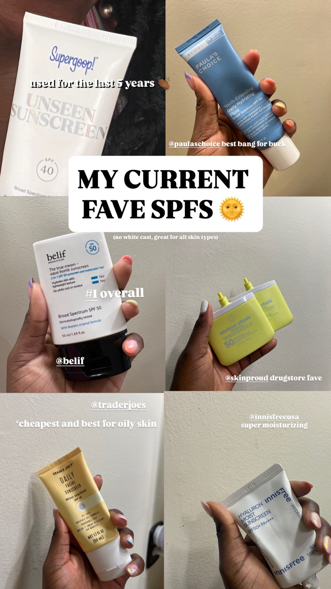 My current faves for everyday face sunscreen! Prefacing that I like a more glowy (some may read greasy) finish, especially in the fall winter. If you’re looking for a more matte choice, I’d use the Trader Joe’s sunscreen pictured here! All of these don’t leave a white cast and last 2-3 months, starting at $15.  

#LTKGiftGuide #LTKFindsUnder50 #LTKBeauty