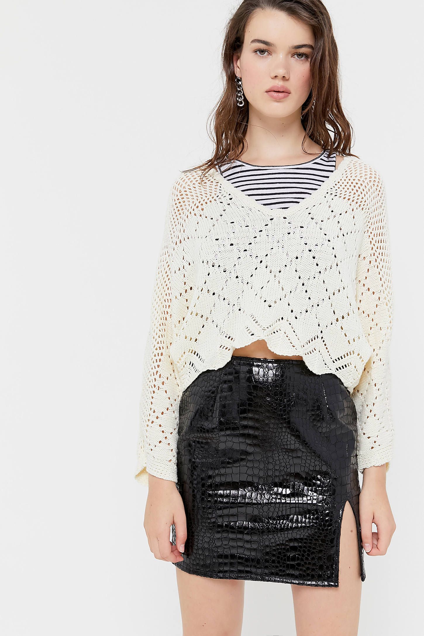 Motel Wave Faux Crocodile Skirt | Urban Outfitters (US and RoW)