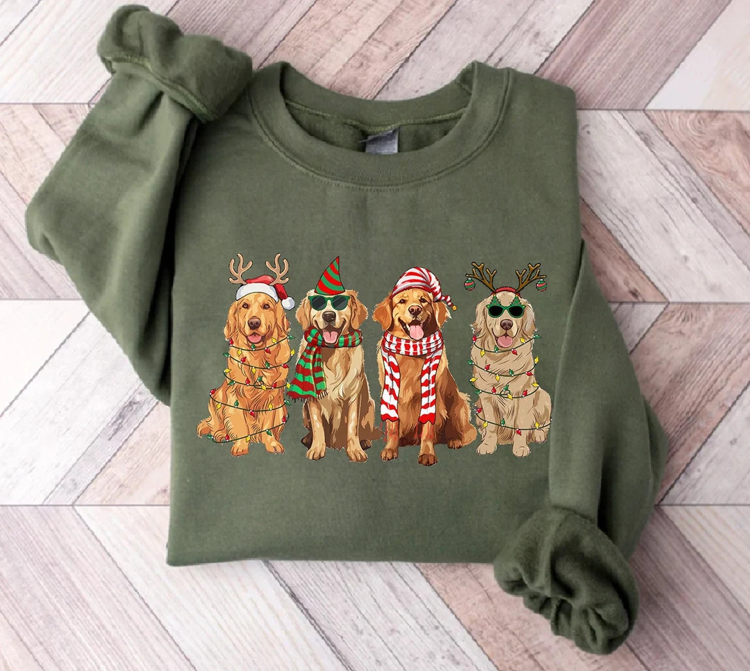 Golden Retriever Christmas Sweatshirt, Golden Retriever Christmas Sweater, Christmas Holiday Dog ... | Etsy (US)