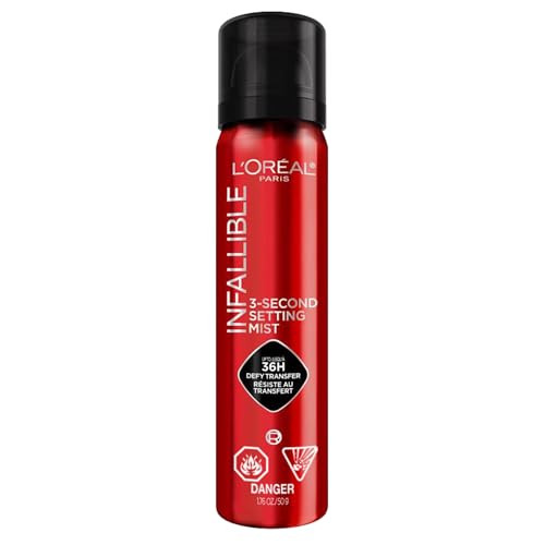 L’Oréal Paris Infallible 3-Second Makeup Setting Spray, Makeup, Microfine Mist for up to 36H Wear, Lightweight, Transfer Proof, Waterproof, Dries in 3 seconds, 75ml | Amazon (CA)