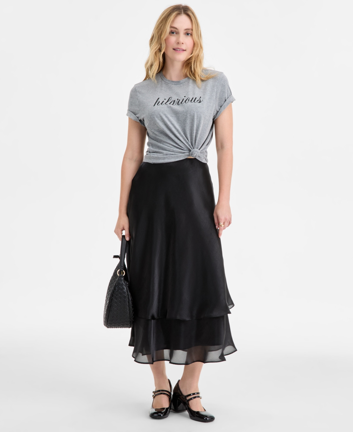 On 34th Women's Tiered Flounce Midi Skirt, Macy's Exclusive - Deep Black | Macy's