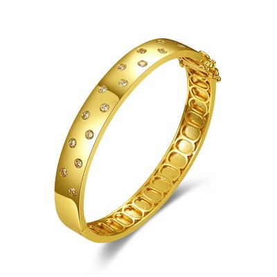 14k Yellow Gold Plated with Cubic Zirconia Starry Sky Bangle Bracelet | Target