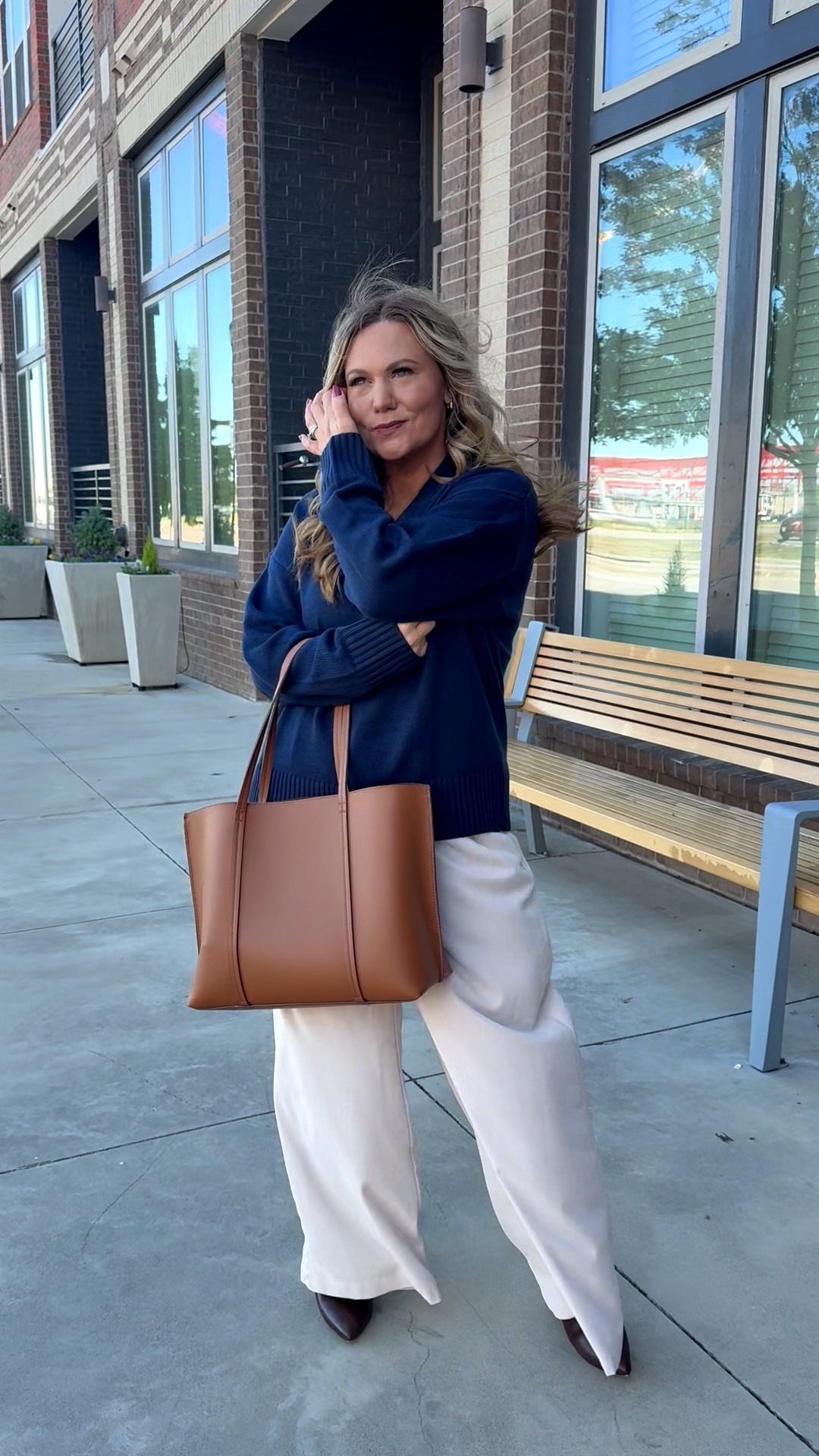 My favorite go-to outfit! I love wearing a wide leg trouser with an oversized sweater. It’s a perfect look for the office when it’s cold outside. It’s comfy, elevated, and keeps you warm! 

Office outfit, Chunky sweater, Elevated office look, Holiday party, Work party, Wide leg trousers, Capsule wardrobe, Work basics, Audrie Dollins 

#LTKHoliday #LTKWorkwear #LTKSeasonal