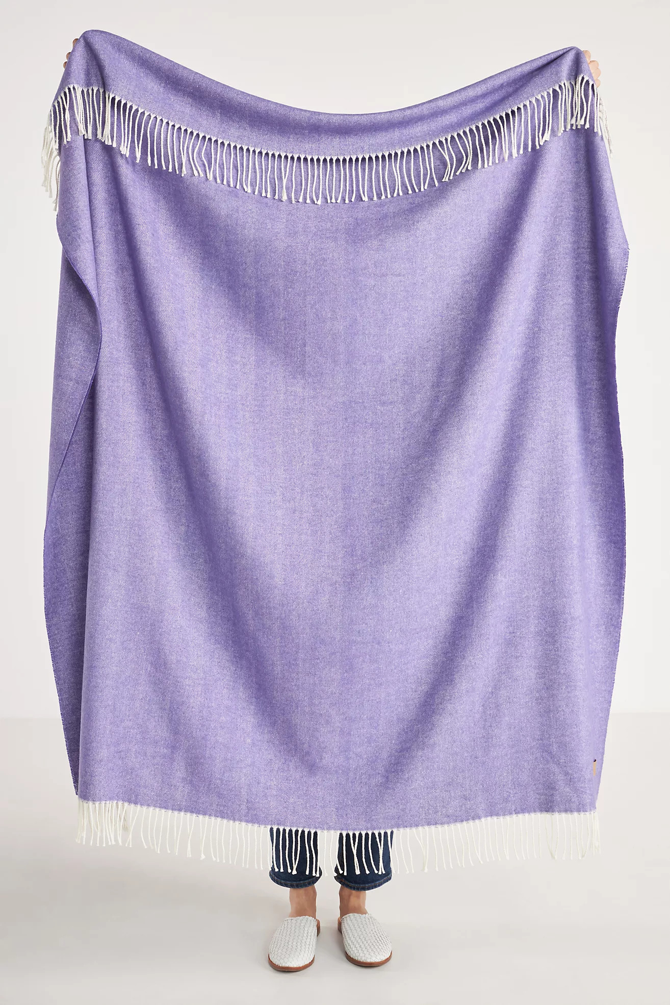 Solid Herringbone Throw Blanket | Anthropologie (US)