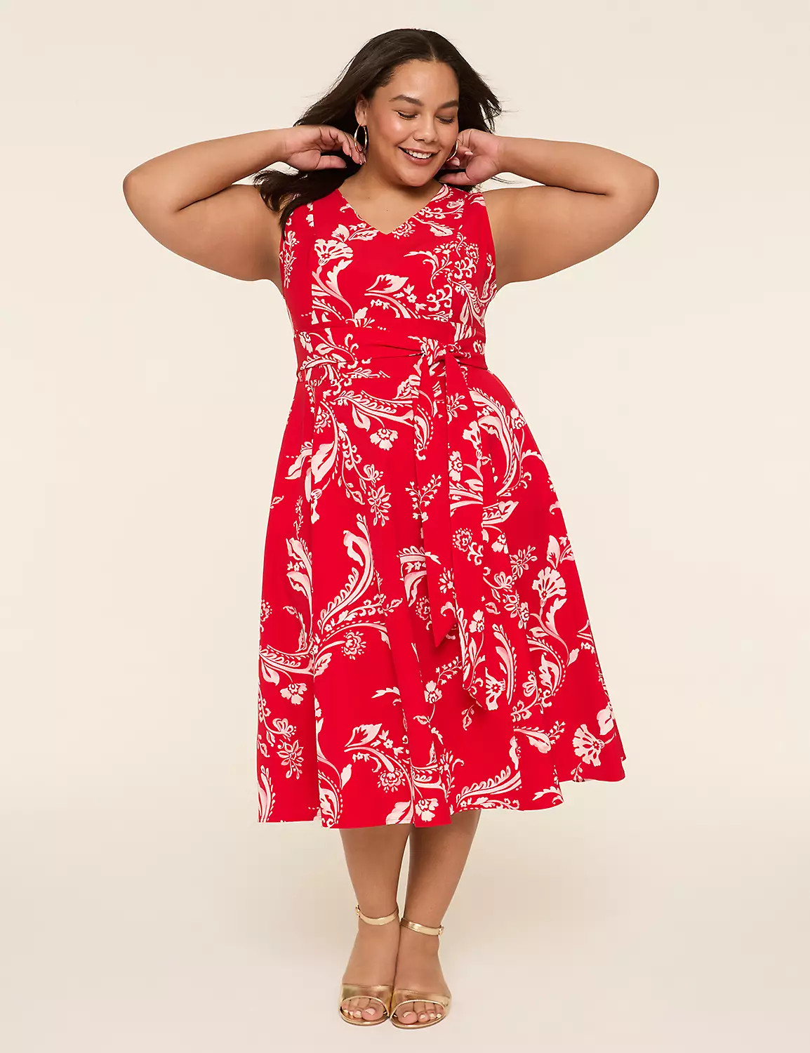 Lena Sleeveless Level-Hem Midi Dress | Lane Bryant (US)