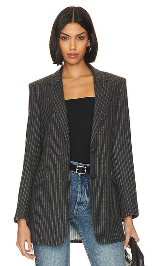 Charles Italian Wool Blazer in Grey Stripe | Revolve Clothing (Global)