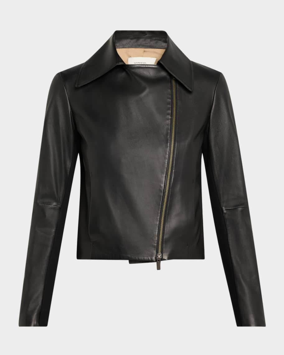 Vince Leather Zip-Front Jacket | Neiman Marcus