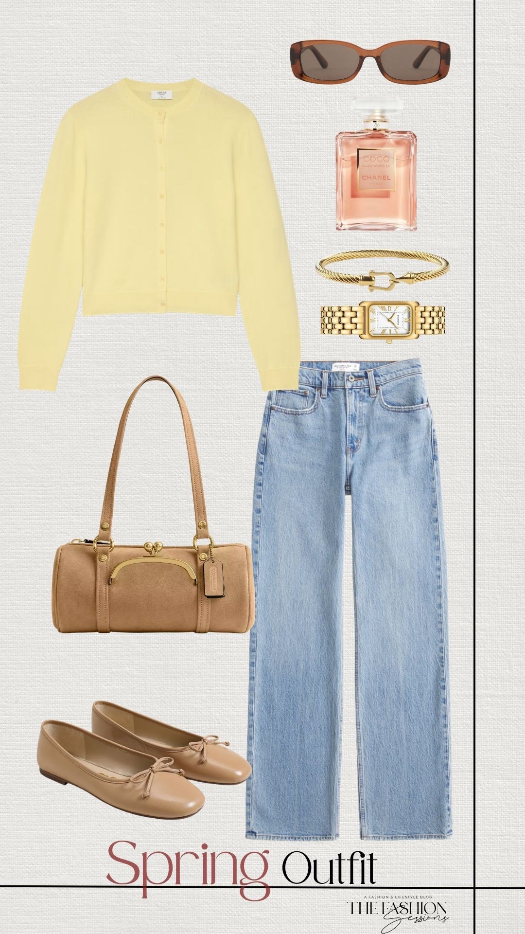 Spring Outfit | Yellow Cardigan | Blue Jeans | Shoulder Bag | Ballet Flats | 

#LTKootd