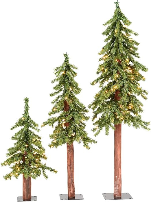 Vickerman 2' 3' 4' Natural Alpine Artificial Christmas Tree Set, Clear Incandescent Lights - Chri... | Amazon (US)