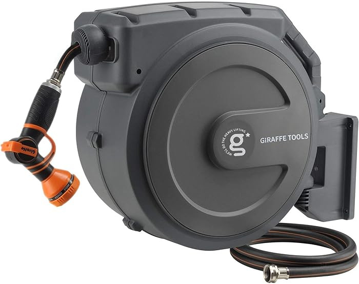 Giraffe Tools Retractable Garden Hose Reel 1/2 Inch x 130 ft, Super Heavy Duty, Any Length Lock, ... | Amazon (US)