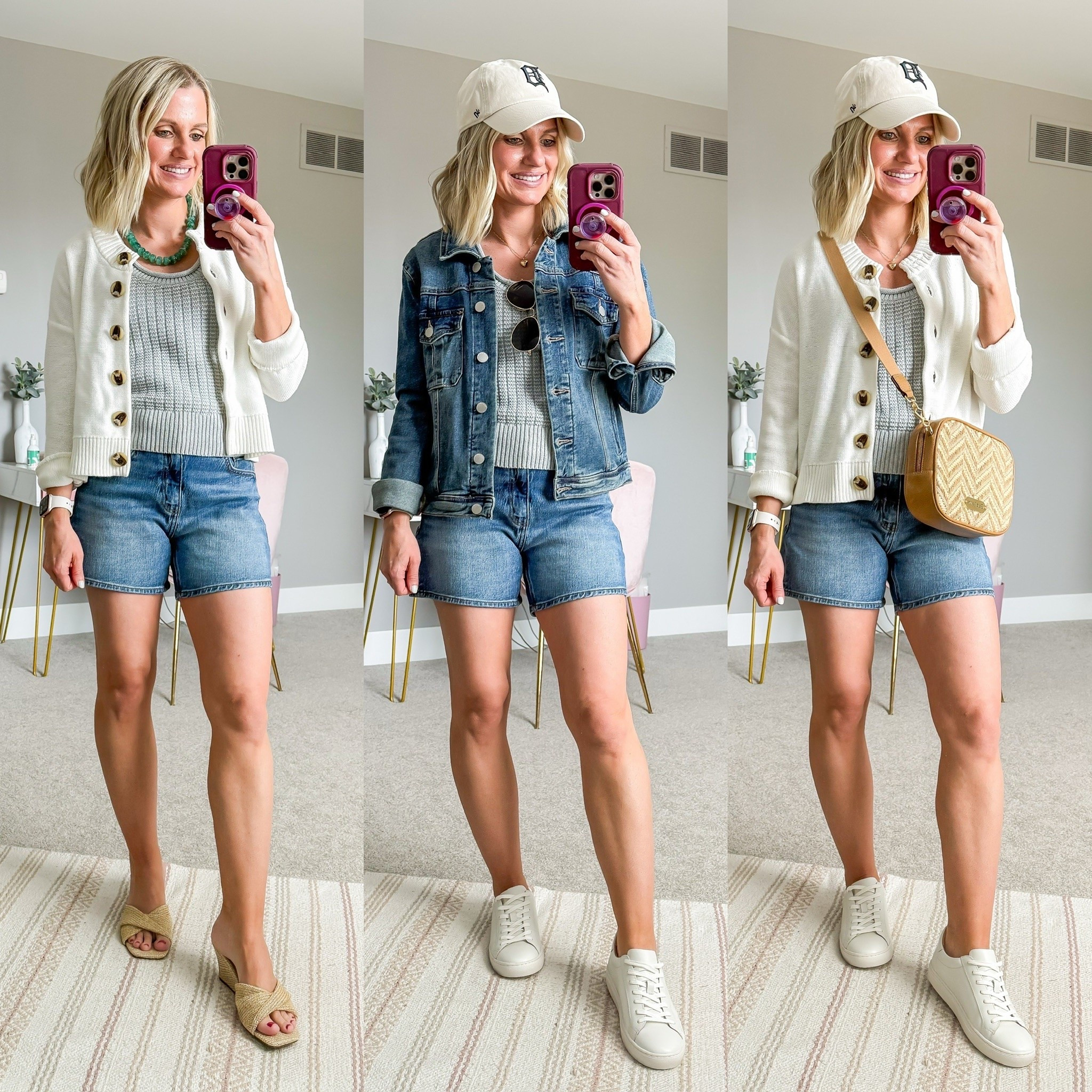 Summer capsule wardrobe for moms. Three denim shorts outfit ideas.

#LTKootd #LTKPetite #LTKOver40