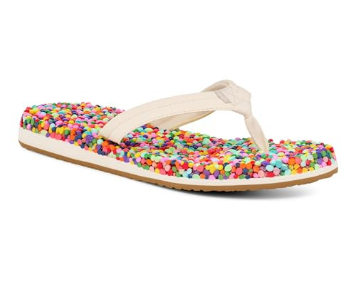 Sanuk Womens Bubblecush | Flip Flops for Women | Yoga Sandals For Women | Women's Beach Sandals | Comfort Footbed, Rainbow Confetti, 9 | Amazon (US)
