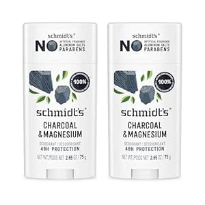Schmidt's Aluminum-Free Vegan Deodorant Charcoal & Magnesium with 24 Hour Odor Protection, 2 Coun... | Amazon (US)