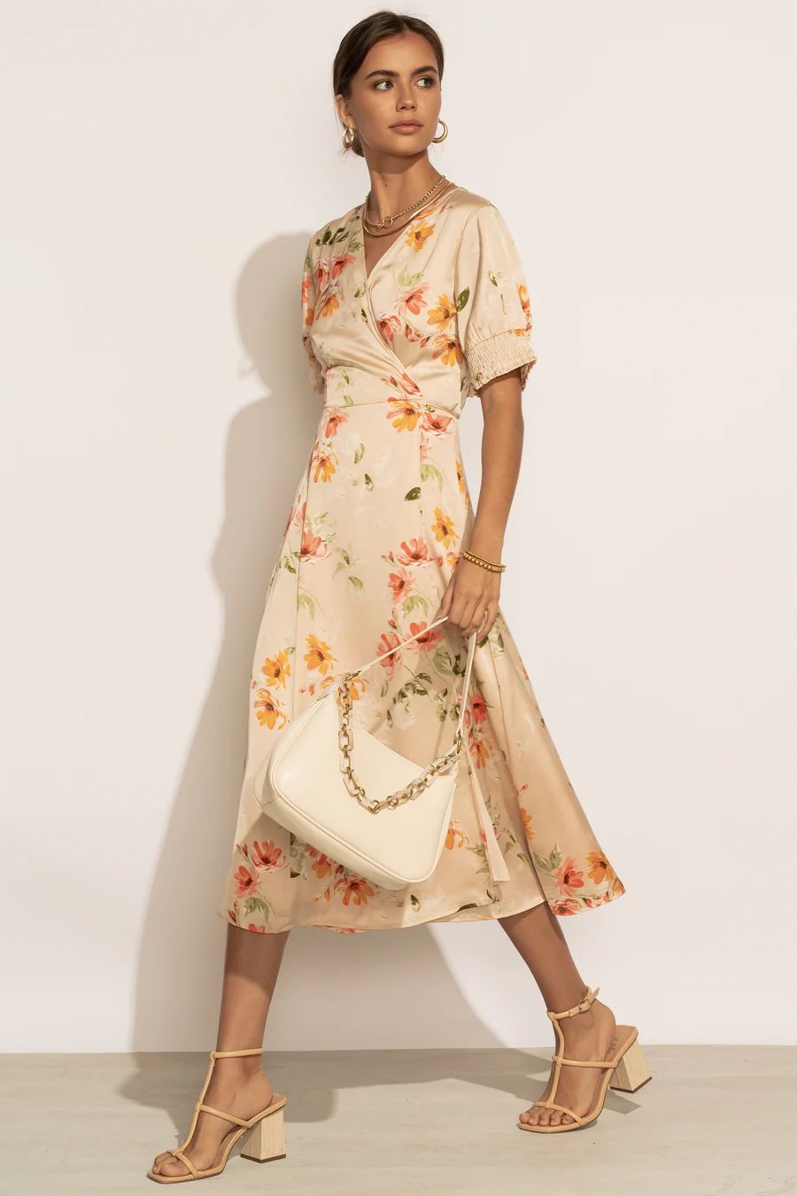 Sophia Floral Dress in Nude - böhme | Bohme