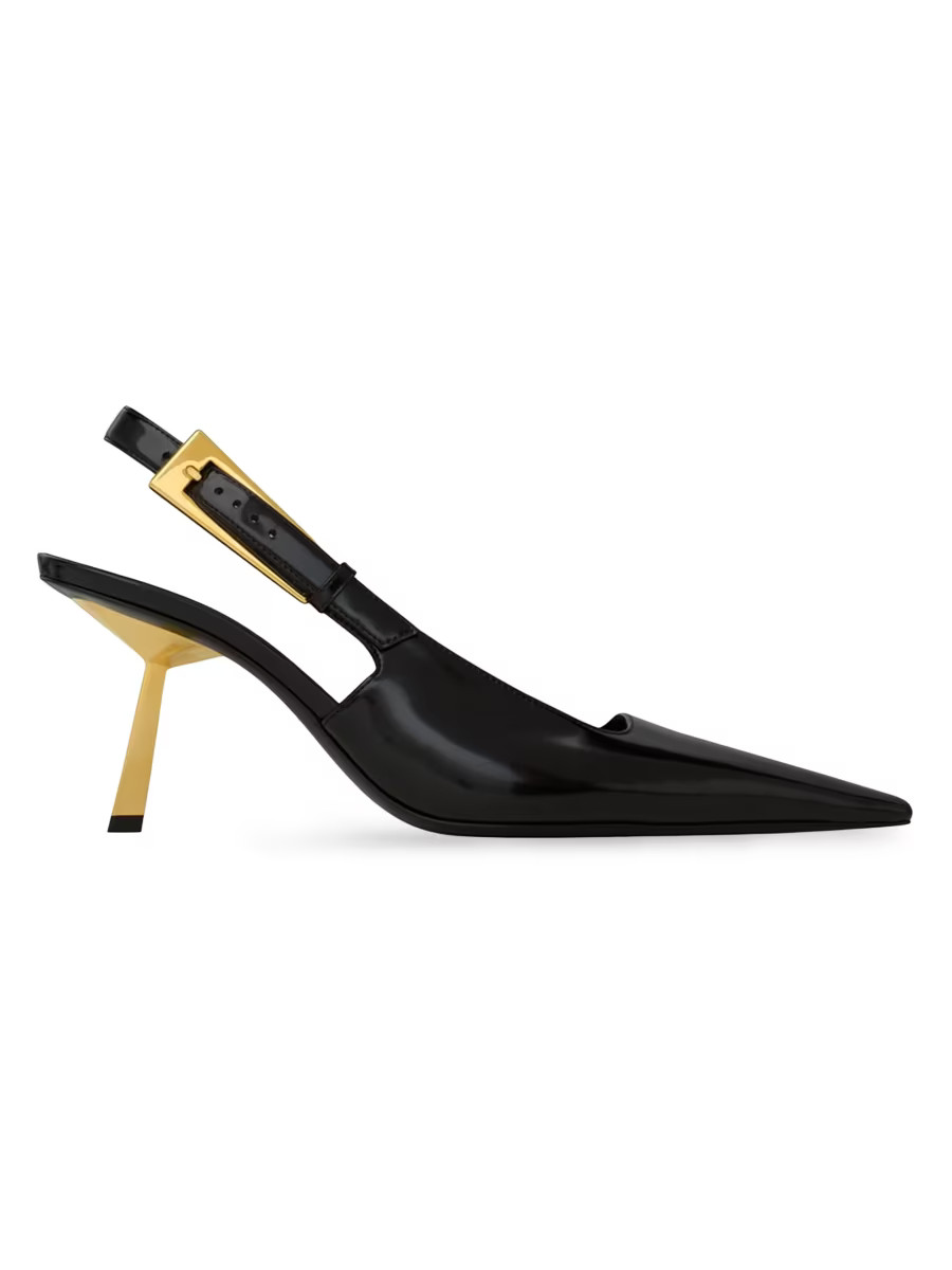 Saint Laurent Lee Slingback Pumps in Glazed Leather | Saks Fifth Avenue | Saks Fifth Avenue