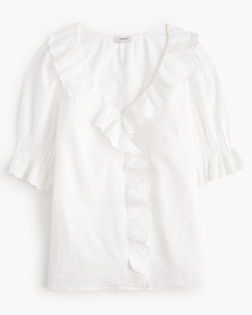 Eyelet ruffle-front top | J.Crew Factory