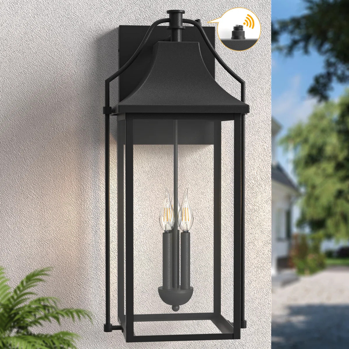 Alvester 3 - Light 𝟮𝟱-𝗜𝗡𝗖𝗛 Black Iron Tempered Glass ETL Outdoor Wall Lantern w... | Wayfair North America