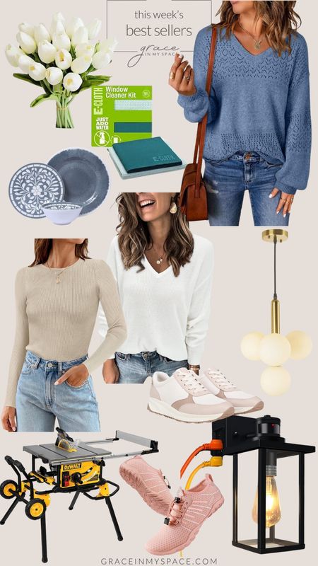 This week's best sellers includes my favorite lighting from our remodel, perfect spring sweaters, spring home decor and the best cleaning and power tools. #creator2024 #springcleaning #springfashion 

#LTKSeasonal #LTKhome #LTKfindsunder100