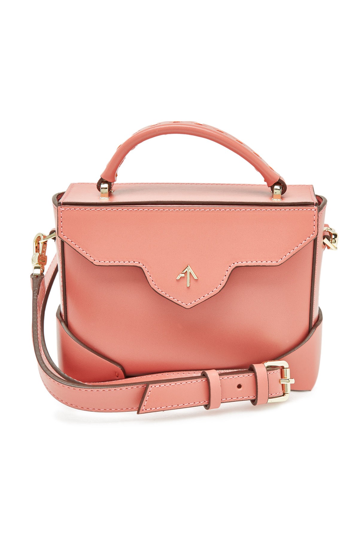 Manu Atelier Micro Bold Leather Shoulder Bag with Chain Strap | Stylebop US