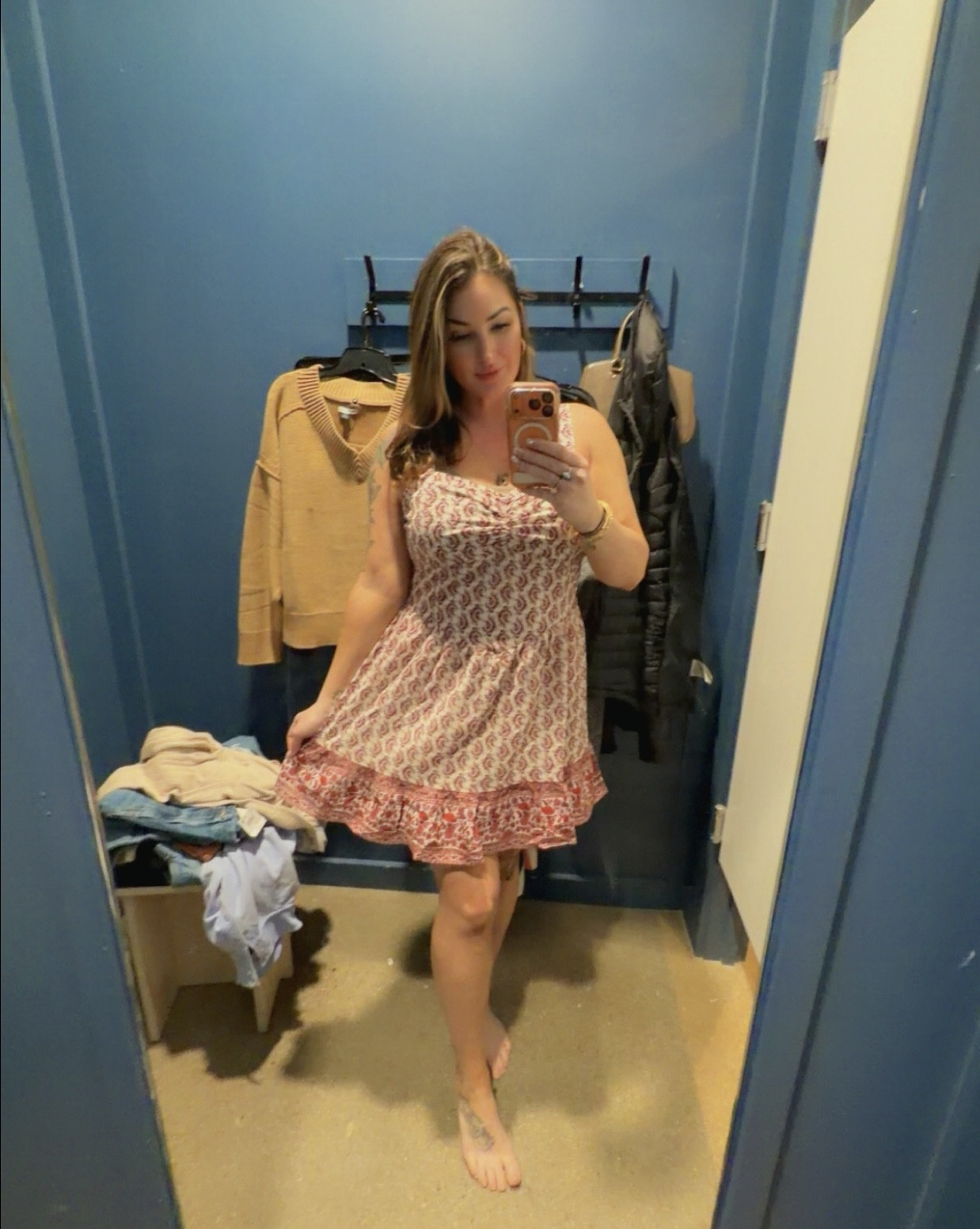 Spring dress from my American Eagle try-on 🌸
Soft, flowy, and easy to throw on for warmer days.
This was a fav!  Lg/xl depending on chest size. So cute with some cowgirl boots! 
Couldn’t find exact but these are super cute! 

#LTKspring #LTKTall #LTKSeasonal