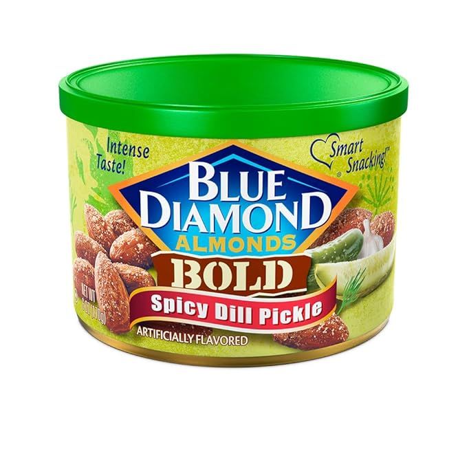 Blue Diamond Almonds Spicy Dill Pickle Flavored Snack Nuts, 6 Oz Resealable Can (Pack of 1) | Amazon (US)