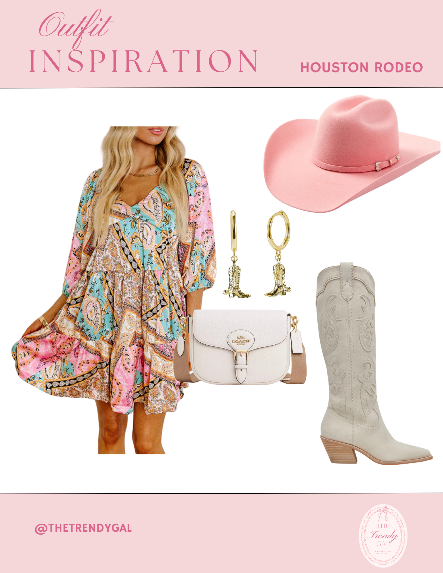 Houston Rodeo Outfit Inspo! Loving this bandana print dress! So cute paired with pink accessories! #rodeooutfit #rodeostyle 

 #LTKStyleTip
